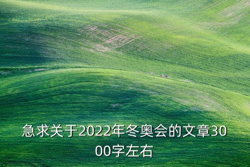 急求關(guān)于2022年冬奧會的文章3000字左右