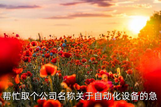 幫忙取個公司名稱關(guān)于自動化設(shè)備的急