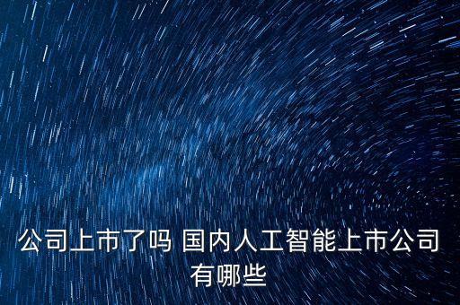 公司上市了嗎 國(guó)內(nèi)人工智能上市公司有哪些