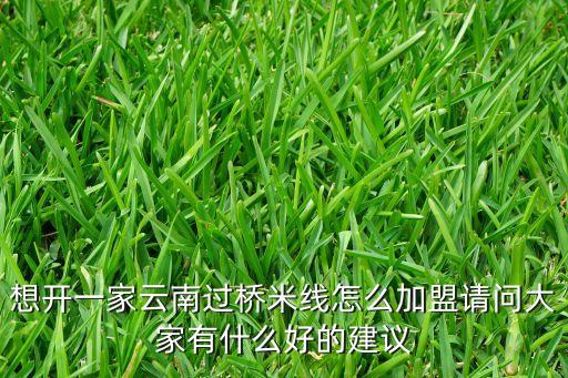 想開一家云南過橋米線怎么加盟請問大家有什么好的建議