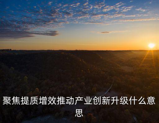聚焦提質(zhì)增效推動產(chǎn)業(yè)創(chuàng)新升級什么意思