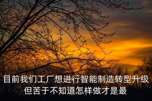 目前我們工廠想進(jìn)行智能制造轉(zhuǎn)型升級(jí)但苦于不知道怎樣做才是最