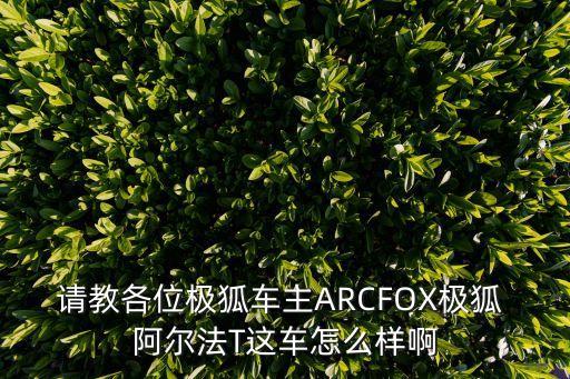 請教各位極狐車主ARCFOX極狐 阿爾法T這車怎么樣啊