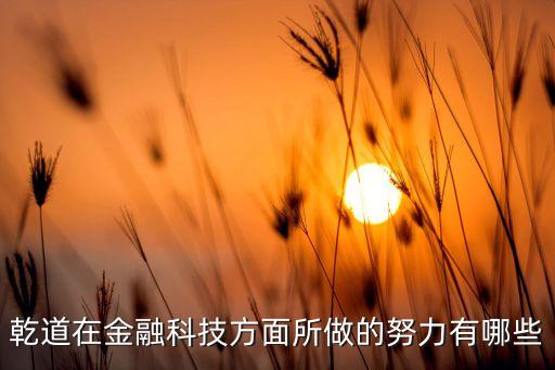 乾道在金融科技方面所做的努力有哪些