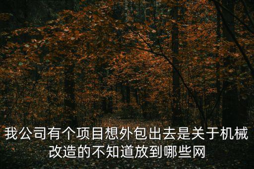我公司有個(gè)項(xiàng)目想外包出去是關(guān)于機(jī)械改造的不知道放到哪些網(wǎng)