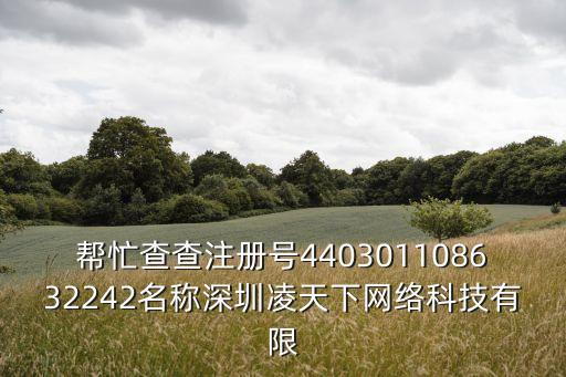 幫忙查查注冊號440301108632242名稱深圳凌天下網(wǎng)絡(luò)科技有限