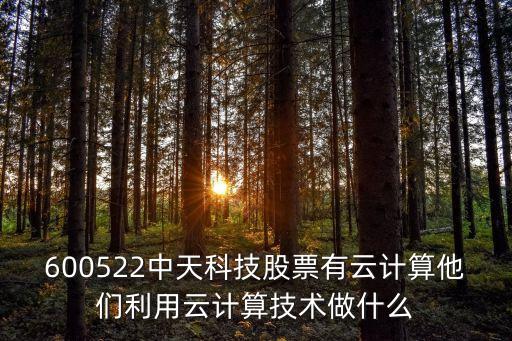 600522中天科技股票有云計算他們利用云計算技術做什么