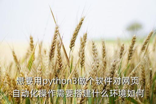 想要用python3做個軟件對網頁自動化操作需要搭建什么環(huán)境如何