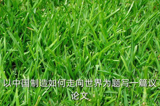 以中國制造如何走向世界為題寫一篇議論文