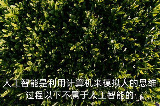 人工智能是利用計算機來模擬人的思維過程以下不屬于人工智能的