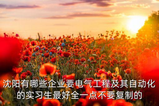 沈陽有哪些企業(yè)要電氣工程及其自動(dòng)化的實(shí)習(xí)生最好全一點(diǎn)不要復(fù)制的