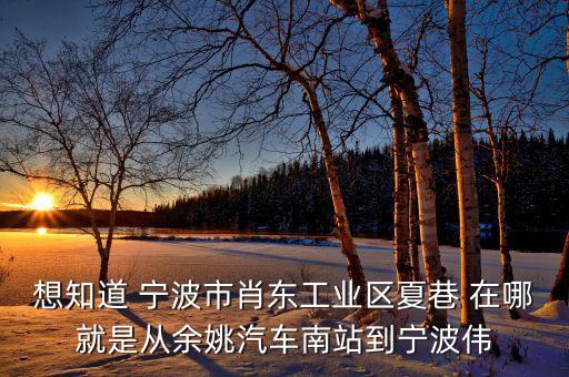 想知道 寧波市肖東工業(yè)區(qū)夏巷 在哪就是從余姚汽車(chē)南站到寧波偉