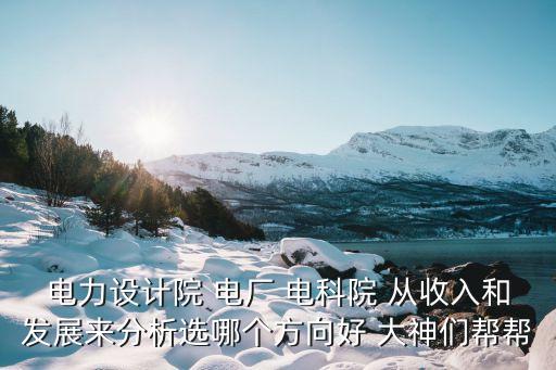 電力設(shè)計(jì)院 電廠 電科院 從收入和發(fā)展來(lái)分析選哪個(gè)方向好 大神們幫幫