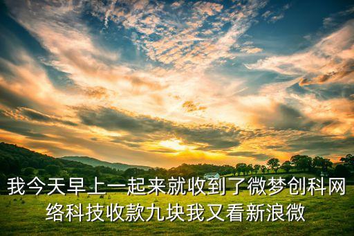 我今天早上一起來就收到了微夢創(chuàng)科網(wǎng)絡(luò)科技收款九塊我又看新浪微