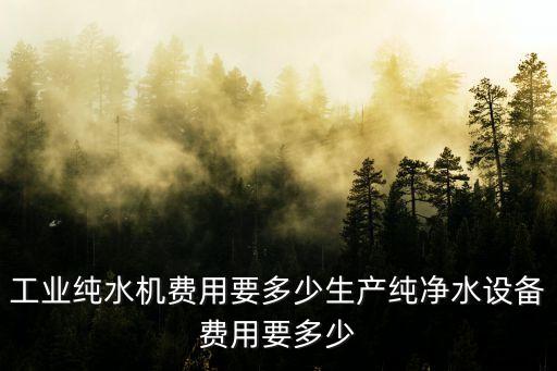 工業(yè)純水機(jī)費(fèi)用要多少生產(chǎn)純凈水設(shè)備費(fèi)用要多少