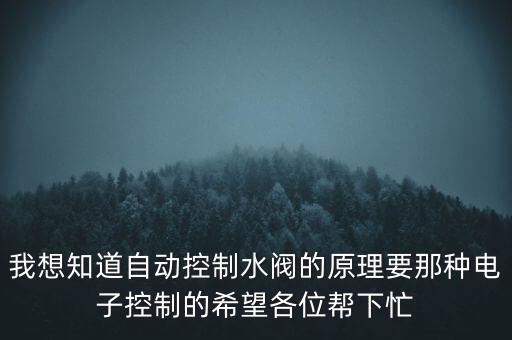 我想知道自動控制水閥的原理要那種電子控制的希望各位幫下忙