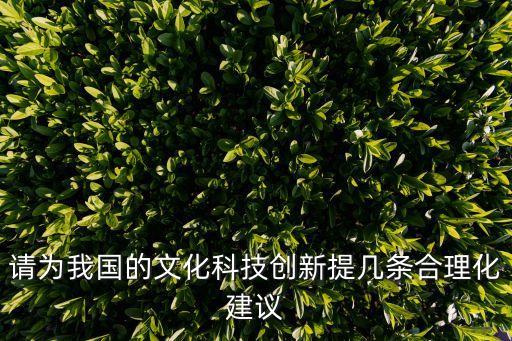 請為我國的文化科技創(chuàng)新提幾條合理化建議