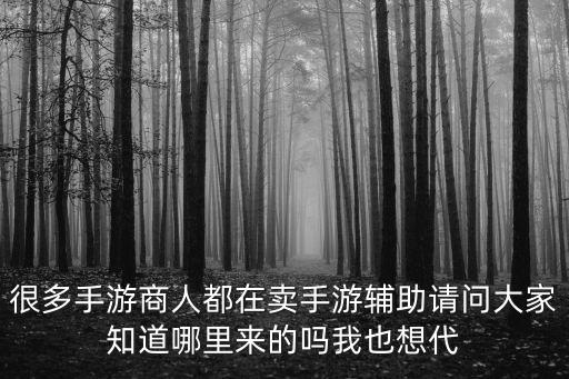 很多手游商人都在賣手游輔助請問大家知道哪里來的嗎我也想代