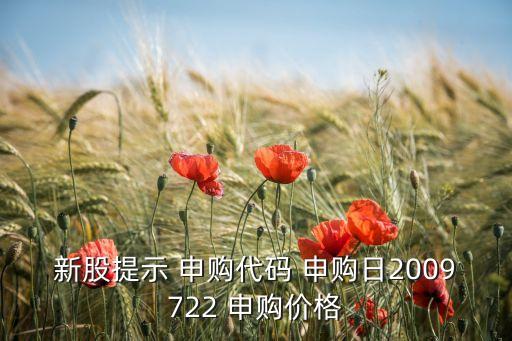 新股提示 申購代碼 申購日2009722 申購價(jià)格