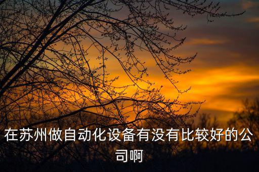 在蘇州做自動化設備有沒有比較好的公司啊