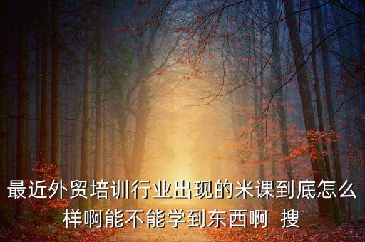 最近外貿(mào)培訓(xùn)行業(yè)出現(xiàn)的米課到底怎么樣啊能不能學(xué)到東西啊  搜