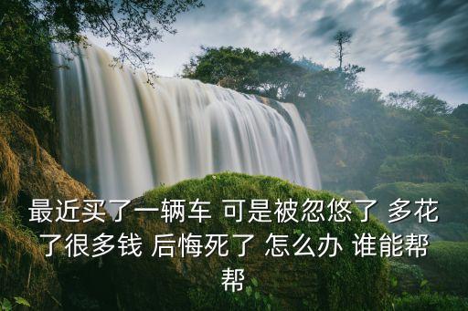 model Y買了后悔死了，最近買了一輛車 可是被忽悠了 多花了很多錢 后悔死了 怎么辦 誰能幫幫