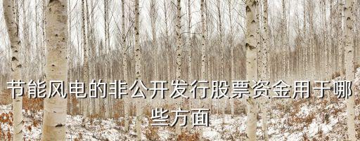 節(jié)能風電的非公開發(fā)行股票資金用于哪些方面