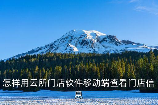 怎樣用云所門店軟件移動(dòng)端查看門店信息