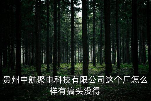 貴州中航聚電科技有限公司這個(gè)廠怎么樣有搞頭沒(méi)得