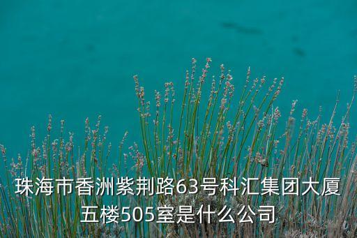 珠海市香洲紫荊路63號(hào)科匯集團(tuán)大廈五樓505室是什么公司