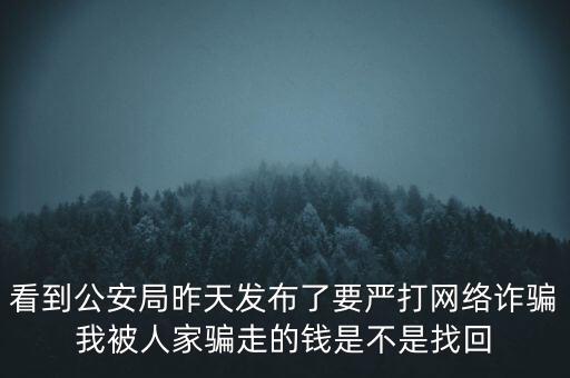 看到公安局昨天發(fā)布了要嚴打網(wǎng)絡(luò)詐騙我被人家騙走的錢是不是找回
