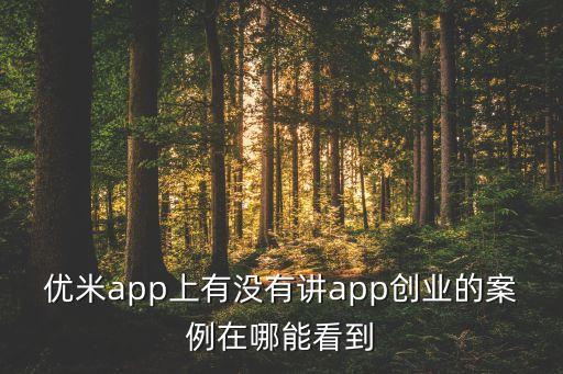 優(yōu)米app上有沒有講app創(chuàng)業(yè)的案例在哪能看到