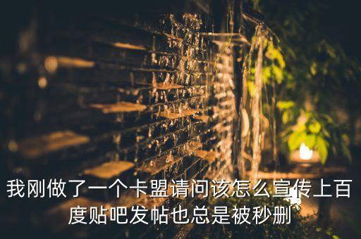 我剛做了一個(gè)卡盟請(qǐng)問(wèn)該怎么宣傳上百度貼吧發(fā)帖也總是被秒刪