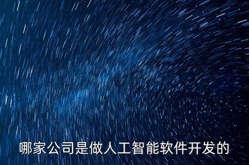 哪家公司是做人工智能軟件開發(fā)的
