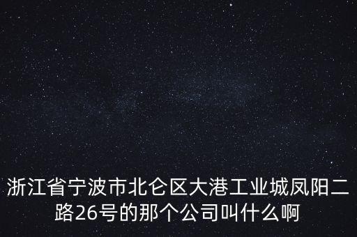 浙江省寧波市北侖區(qū)大港工業(yè)城鳳陽二路26號的那個公司叫什么啊