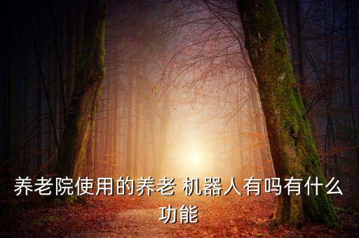 養(yǎng)老院使用的養(yǎng)老 機器人有嗎有什么功能
