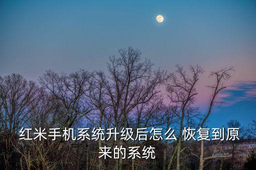  紅米手機系統(tǒng)升級后怎么 恢復(fù)到原來的系統(tǒng)