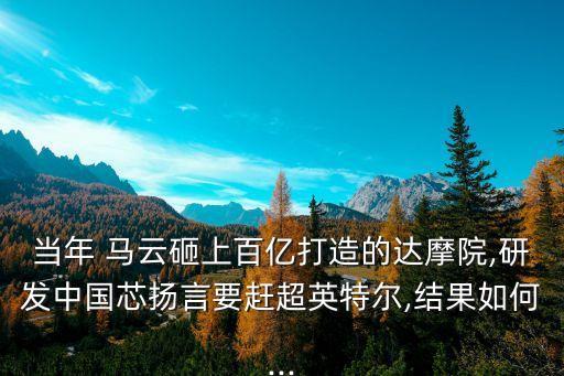 當年 馬云砸上百億打造的達摩院,研發(fā)中國芯揚言要趕超英特爾,結果如何...