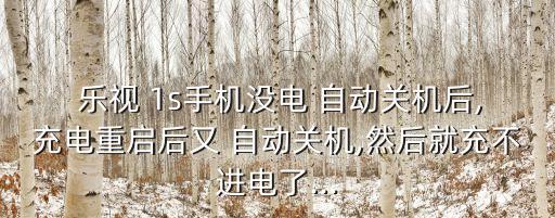  樂視 1s手機(jī)沒電 自動(dòng)關(guān)機(jī)后,充電重啟后又 自動(dòng)關(guān)機(jī),然后就充不進(jìn)電了...