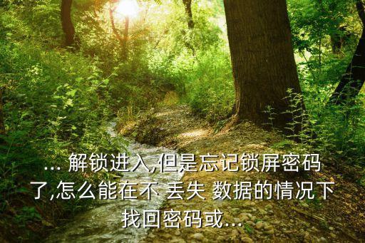 ... 解鎖進入,但是忘記鎖屏密碼了,怎么能在不 丟失 數(shù)據(jù)的情況下找回密碼或...