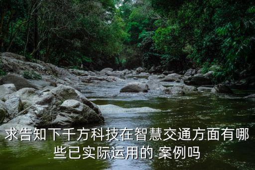 求告知下千方科技在智慧交通方面有哪些已實(shí)際運(yùn)用的 案例嗎