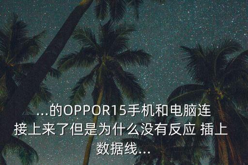 ...的OPPOR15手機和電腦連接上來了但是為什么沒有反應(yīng) 插上 數(shù)據(jù)線...