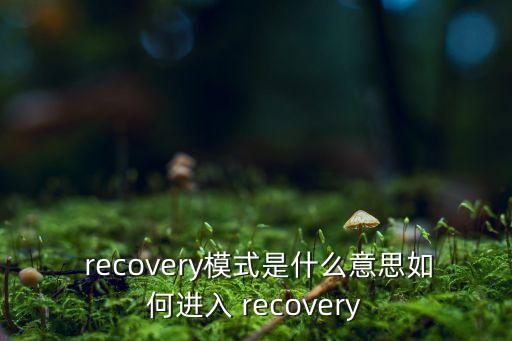  recovery模式是什么意思如何進入 recovery