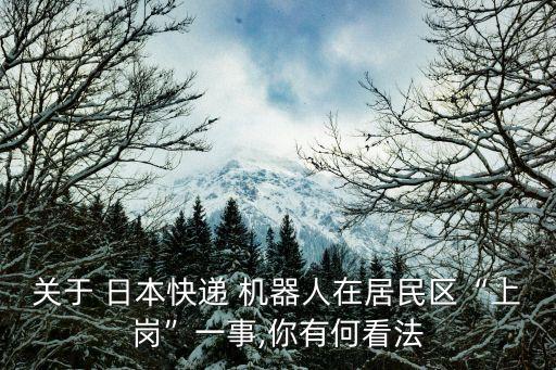 關于 日本快遞 機器人在居民區(qū)“上崗”一事,你有何看法