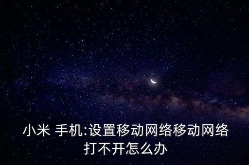  小米 手機(jī):設(shè)置移動(dòng)網(wǎng)絡(luò)移動(dòng)網(wǎng)絡(luò) 打不開(kāi)怎么辦