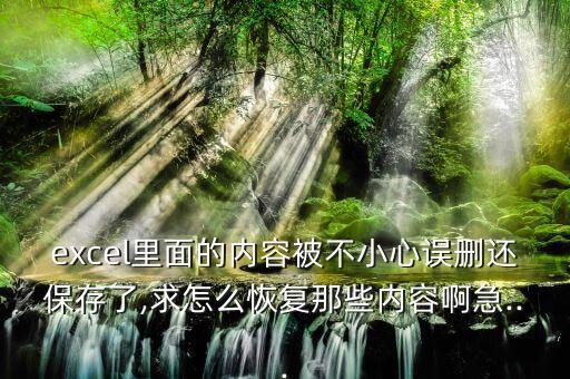 excel里面的內(nèi)容被不小心誤刪還保存了,求怎么恢復那些內(nèi)容啊急...