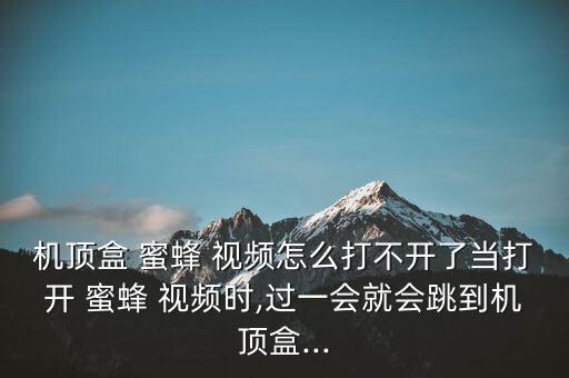 機(jī)頂盒 蜜蜂 視頻怎么打不開了當(dāng)打開 蜜蜂 視頻時(shí),過一會(huì)就會(huì)跳到機(jī)頂盒...