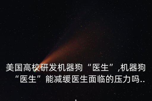 美國高校研發(fā)機器狗“醫(yī)生”,機器狗“醫(yī)生”能減緩醫(yī)生面臨的壓力嗎...