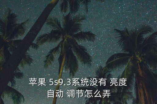  蘋果 5s9.3系統(tǒng)沒有 亮度 自動 調(diào)節(jié)怎么弄