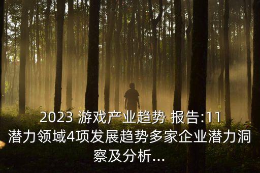 2023 游戲產(chǎn)業(yè)趨勢 報(bào)告:11潛力領(lǐng)域4項(xiàng)發(fā)展趨勢多家企業(yè)潛力洞察及分析...